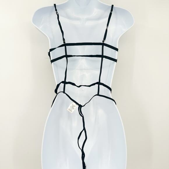 In Bloom by Jonquil Heidi Lace Sexy Strappy Sheer Open Bow Teddy Lingerie Size M - Picture 7 of 7